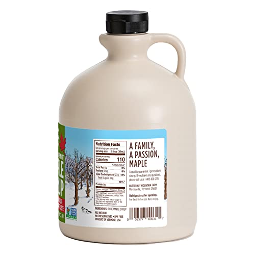 Butternut Mountain Farm Pure Vermont Maple Syrup, Grade A, Dark Color, Robust Taste, All Natural, Easy Pour, 32 Fl Oz, 1 Qt (Prev Grade B)