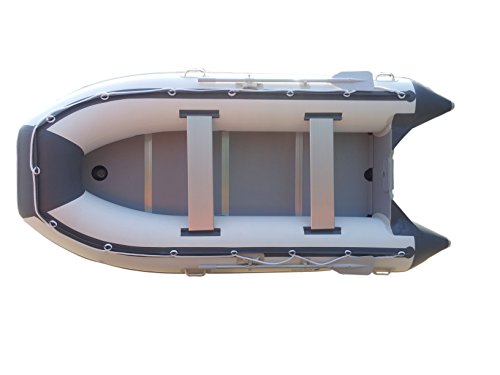 10ft 6in Newport Model Inflatable Dinghy Boat Transom Sport Tender - 5 Person - 15HP USCG Rated, White/Gray