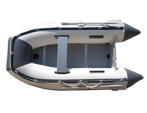 10ft 6in Newport Model Inflatable Dinghy Boat Transom Sport Tender - 5 Person - 15HP USCG Rated, White/Gray