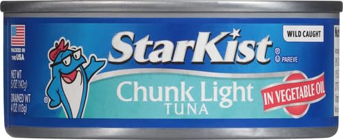 StarKist Chunk Light Tuna in Water, 5 oz (8 Pack) Canned Tuna Fish, Wild Caught, Gluten Free, Ready to Eat, Perfect for Salads, Keto Meals and Snacks, with 20g Protein & 90 Calories Per Serving