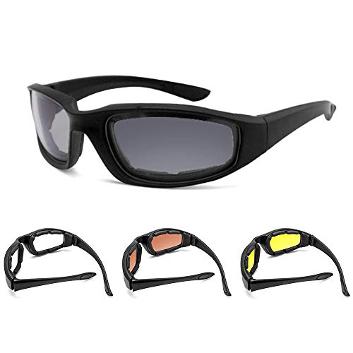 3 Pair Motorcycle Riding Glasses Padding Goggles UV Protection Dustproof Windproof Motorcycle Sunglasses for Outdoor Actives