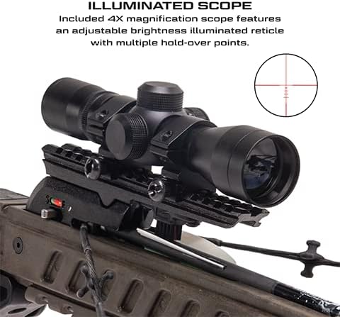 Killer Instinct Fuel 415 Crossbow Package. The Fuel 415 Pro Package is Equipped with a Lumix Scope, 3 Hypr Lite Bolts, Quiver, with an Integrated RDC Crank Allowing for Fast and Easy Reloads.