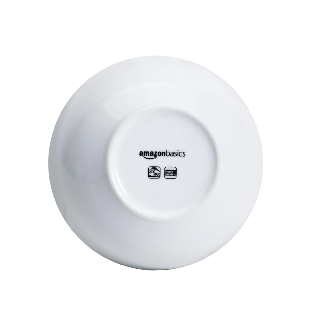 Amazon Basics 16-Pack White Porcelain Coupe Bowl, 5.9" diameter, Round, Microwave-safe, Commercial-grade