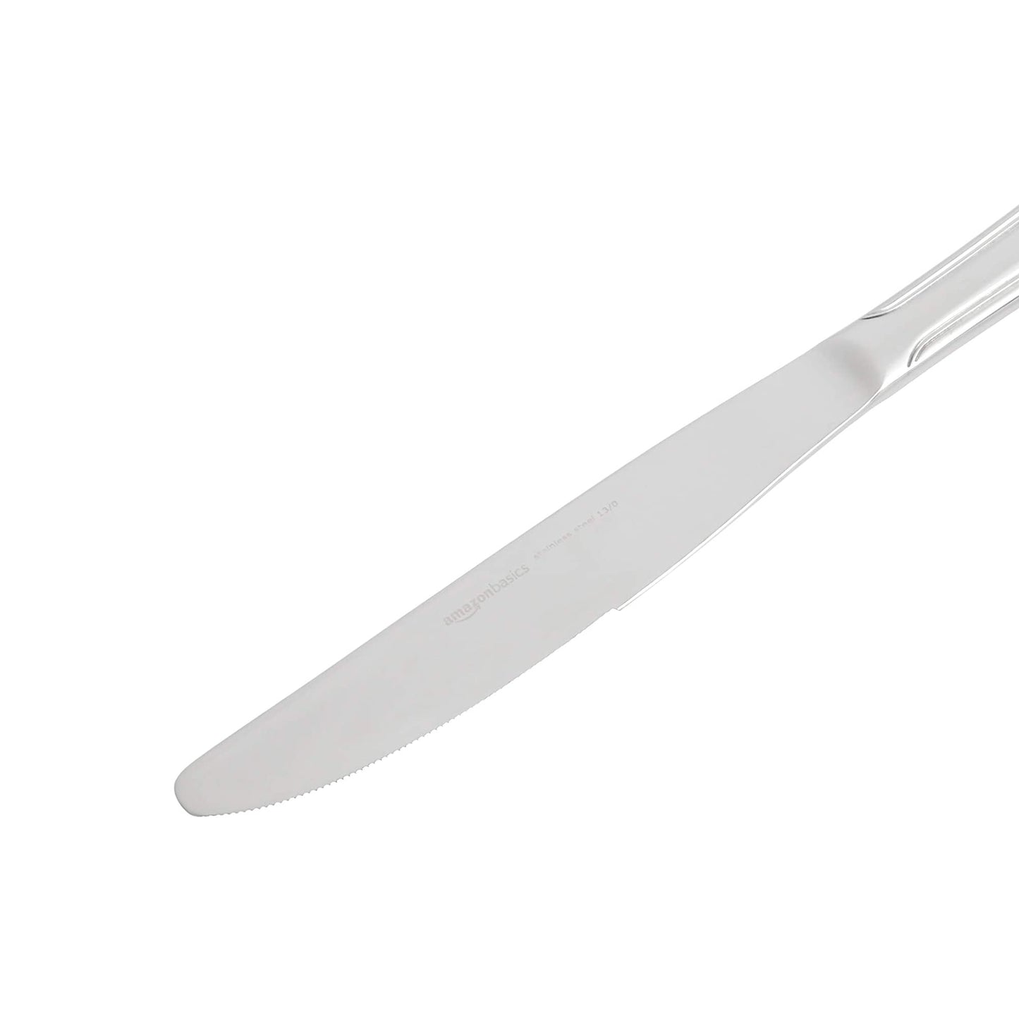 Amazon Basics Silverware Set, Stainless Steel Flatware, Dishwasher Safe, Service for 4, 20-Piece Forks and Spoons, Crown Edge