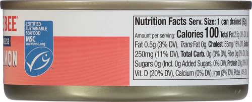 Bumble Bee Canned Pink Salmon, 14.75 oz Cans (Pack of 12) - Premium Wild Caught Salmon with Skin & Bones - 18g Protein per Serving - MSC Certified Sustainable Seafood, Non-GMO, Gluten Free, Kosher