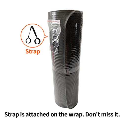 Amazon Basics 1/2 Inch Extra Thick Exercise Yoga Mat with Carrying Strap for Home Workouts and Fitness, 74" x 24", Black