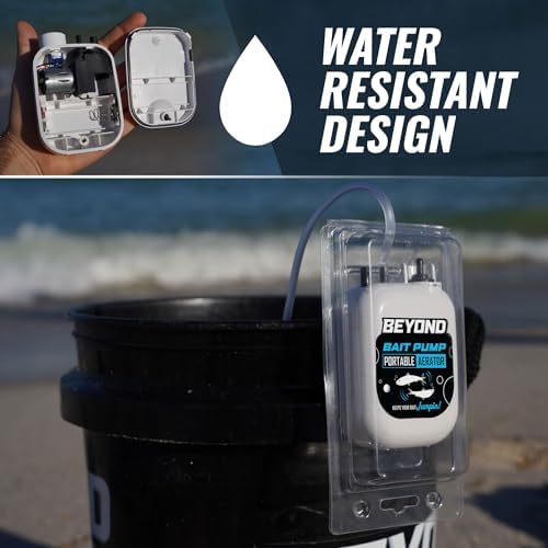 Beyond Bait Pump Portable Live Bait Aerator - Long Lasting Battery Powered Bubbler - Water Resistant Design- XL Air Stone Keep Your Bait Alive Longer