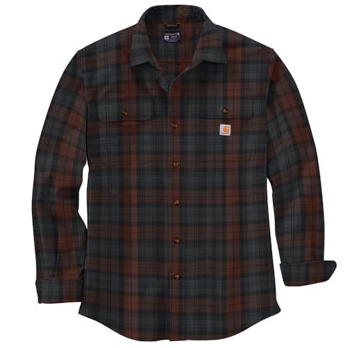 Carhartt Men's Loose Fit Heavyweight Flannel Long Sleeve Plaid Shirt