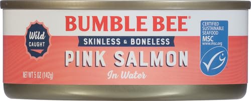 Bumble Bee Canned Pink Salmon, 14.75 oz Cans (Pack of 12) - Premium Wild Caught Salmon with Skin & Bones - 18g Protein per Serving - MSC Certified Sustainable Seafood, Non-GMO, Gluten Free, Kosher
