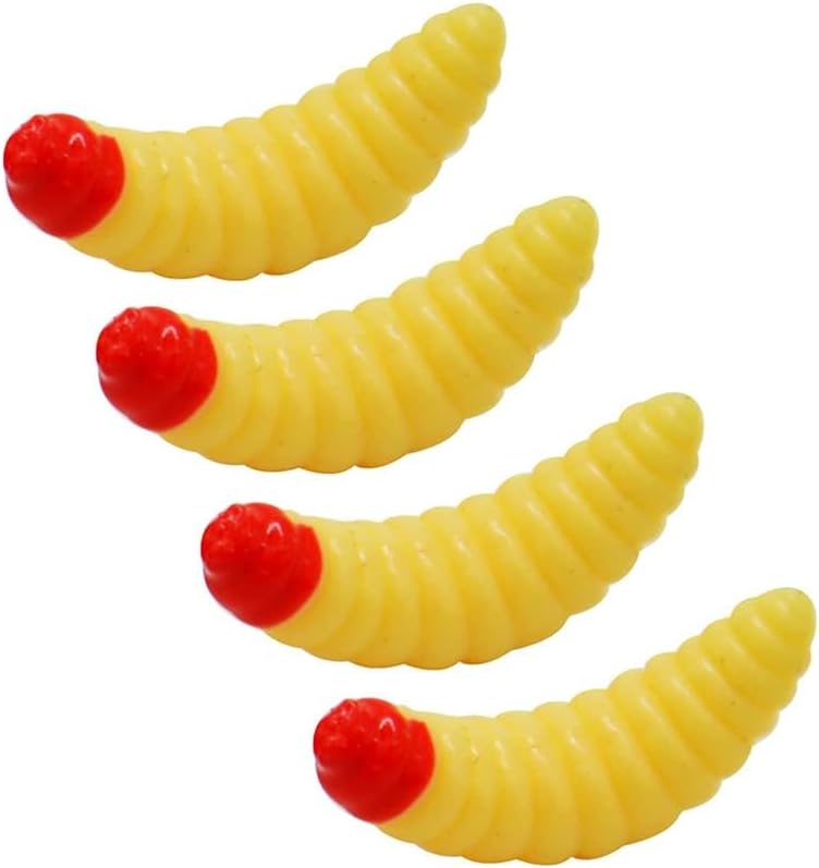 OriGlam 100pcs Soft Silicone Maggot Worm, Soft Artificial Bread Worm Fishing Lure, Biomimetic Earthworm Lures Worm Fishing Lures Simulation Bait Fake Worm