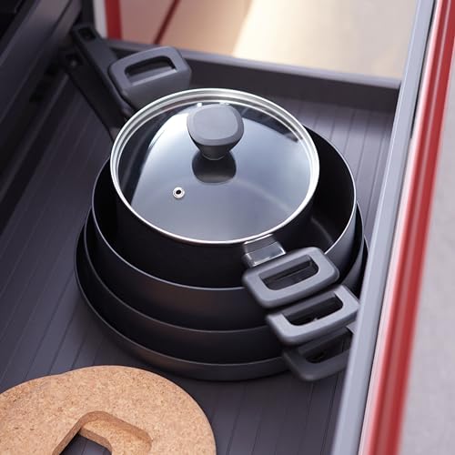 Amazon Basics 10 -Piece Hard Anodized Non-stick Stackable Cookware Pots and Pans Set, Space Saving, made without PFOA, Black