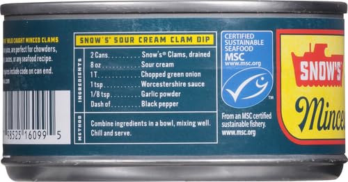 Snow's Ocean Chopped Clams Canned, 51 oz Can - 7g Protein per Serving - Gluten Free, No MSG, 99% Fat Free - Great for Pasta & Seafood Recipes