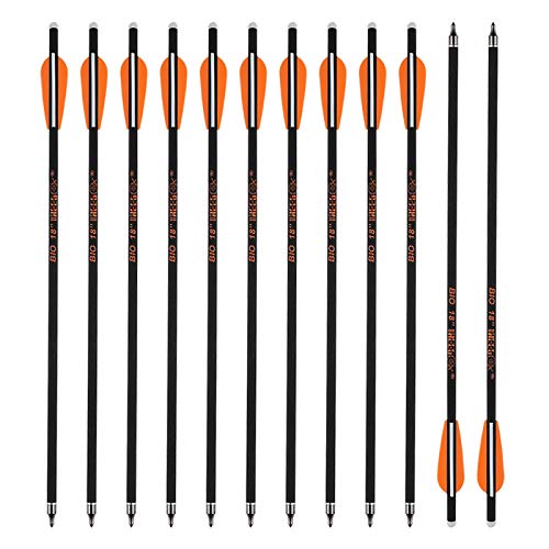 REEGOX Crossbow Bolts 16/18/20 inch Bio Crossbow Arrows with Moon Nocks and Removable Tips (Pack of 12)