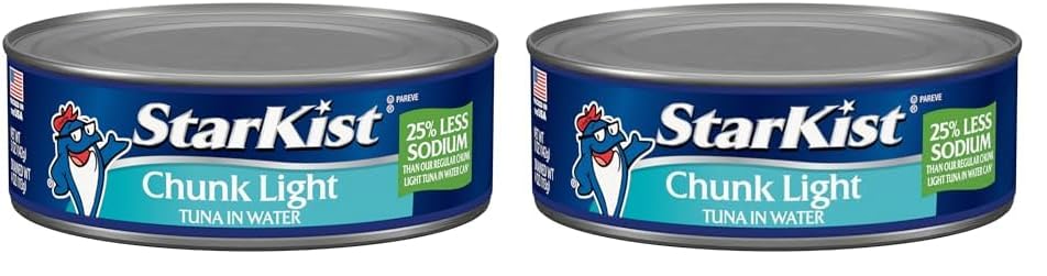StarKist Chunk Light Tuna in Water, 5 oz (8 Pack) Canned Tuna Fish, Wild Caught, Gluten Free, Ready to Eat, Perfect for Salads, Keto Meals and Snacks, with 20g Protein & 90 Calories Per Serving