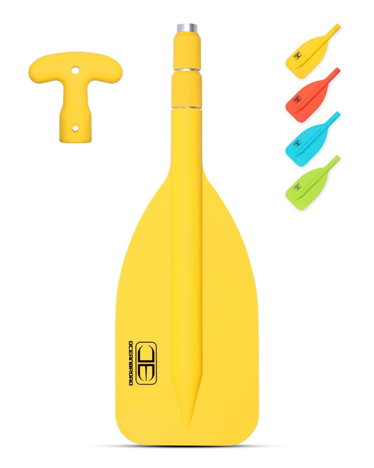OCEANBROAD Telescoping Emergency Paddle 21''-42''（Assembling Required） Collapsible Paddles Aluminium Shaft for Kayaking Boating Canoeing River Tubing, Yellow, 1 Paddle