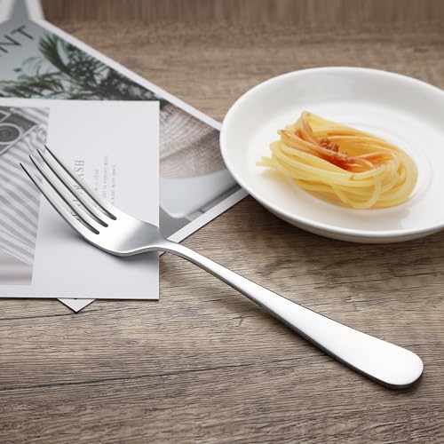 Amazon Basics Stainless Steel Dinner Forks with Round Edge, 10 Pack of 12, 120 count total, Silver