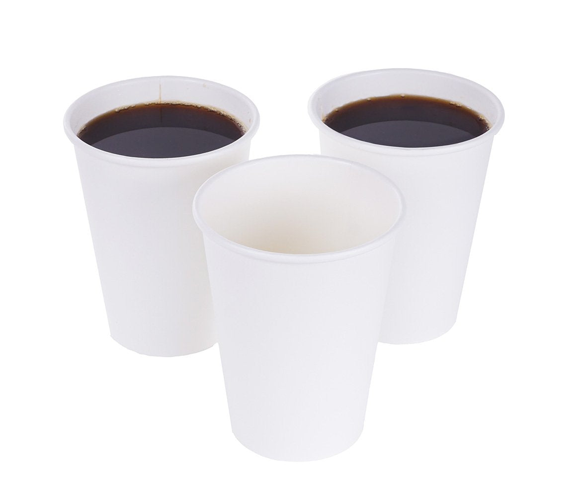 TashiBox 12 oz White Hot Drink Paper Cups - 120 Count - Disposable Paper Coffee Cups
