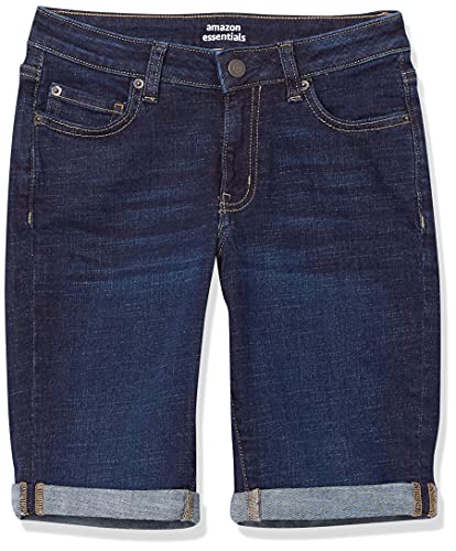 Amazon Essentials Women's Mid-Rise Stretchy Slim Fit Denim Bermuda Shorts with Pockets