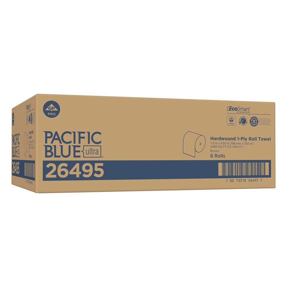 Pacific Blue Ultra 8” High-Capacity Recycled Paper Towel Roll by GP PRO (Georgia-Pacific), White, 26490, 1150 Feet Per Roll, 6 Rolls Per Case