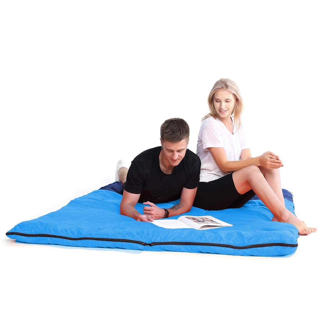 oaskys Double Sleeping Bag for Adults with 2 Pillows - Queen Size XL Waterproof Sleeping Bag for All Season Camping Hiking Backpacking 2 Person Sleeping Bags for Cold Weather & Warm