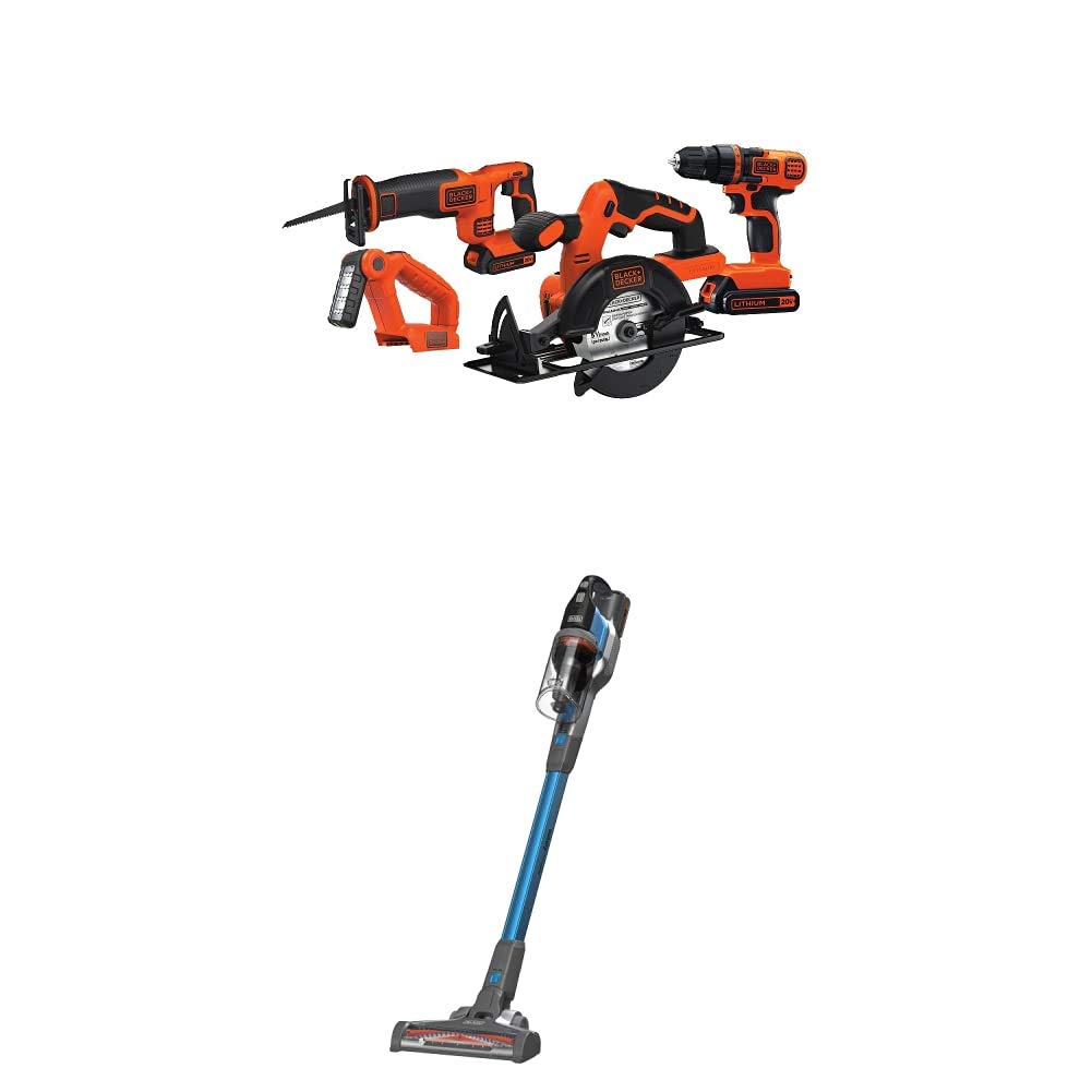 BLACK+DECKER 20V MAX Power Tool Combo Kit, 4-Tool Cordless Power Tool Set with 2 Batteries and Charger (BD4KITCDCRL)