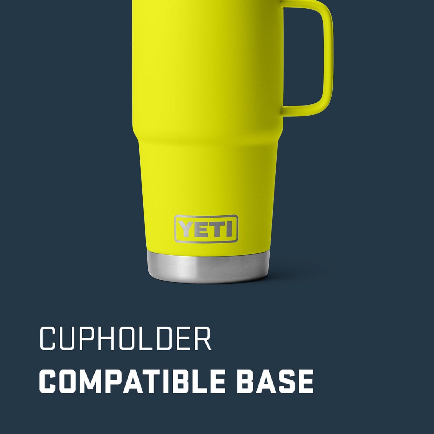 YETI Rambler 20 oz Travel Mug, Stainless Steel, Vacuum Insulated with Stronghold Lid, Firefly Yellow
