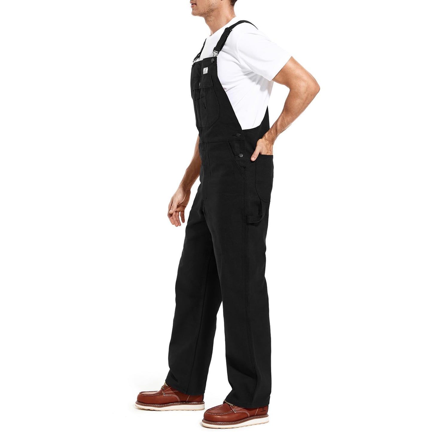 HISEA Men's Relaxed Fit Duck Bib Overall with Adjustable Straps and Convenient Tool Pockets