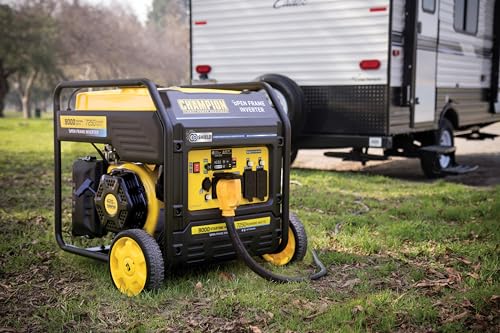 Champion Power Equipment 9000-Watt Electric Start Tri Fuel Home Backup Portable Open Frame Inverter Generator with Quiet Technology and CO Shield