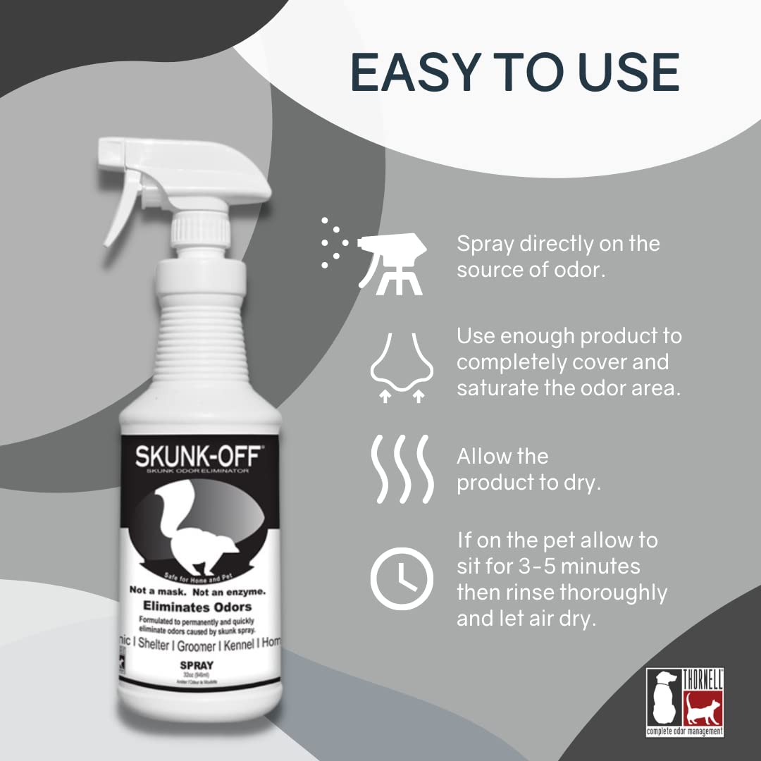 Skunk Off Skunk Odor Eliminator Premise Spray – Ready-to-Use Skunk Odor Remover for House, Outdoors, Cars, Laundry, & More – Skunk Spray w/Safe, Non-Enzymatic Formula (1 Gallon)