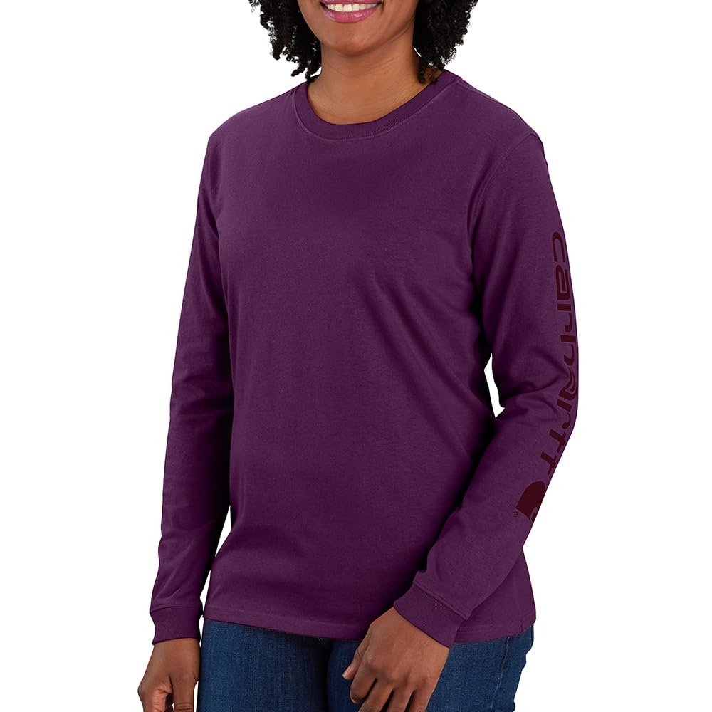 Carhartt Women's Plus Size Loose Fit Heavyweight Long Logo Sleeve Graphic T-Shirt