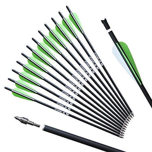 REEGOX Crossbow Bolts 16/18/20 inch Bio Crossbow Arrows with Moon Nocks and Removable Tips (Pack of 12)