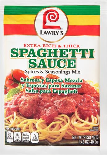 Lawry's Extra Rich & Thick Spaghetti Sauce Spices & Seasonings Mix, 1.42 oz (Pack of 12)