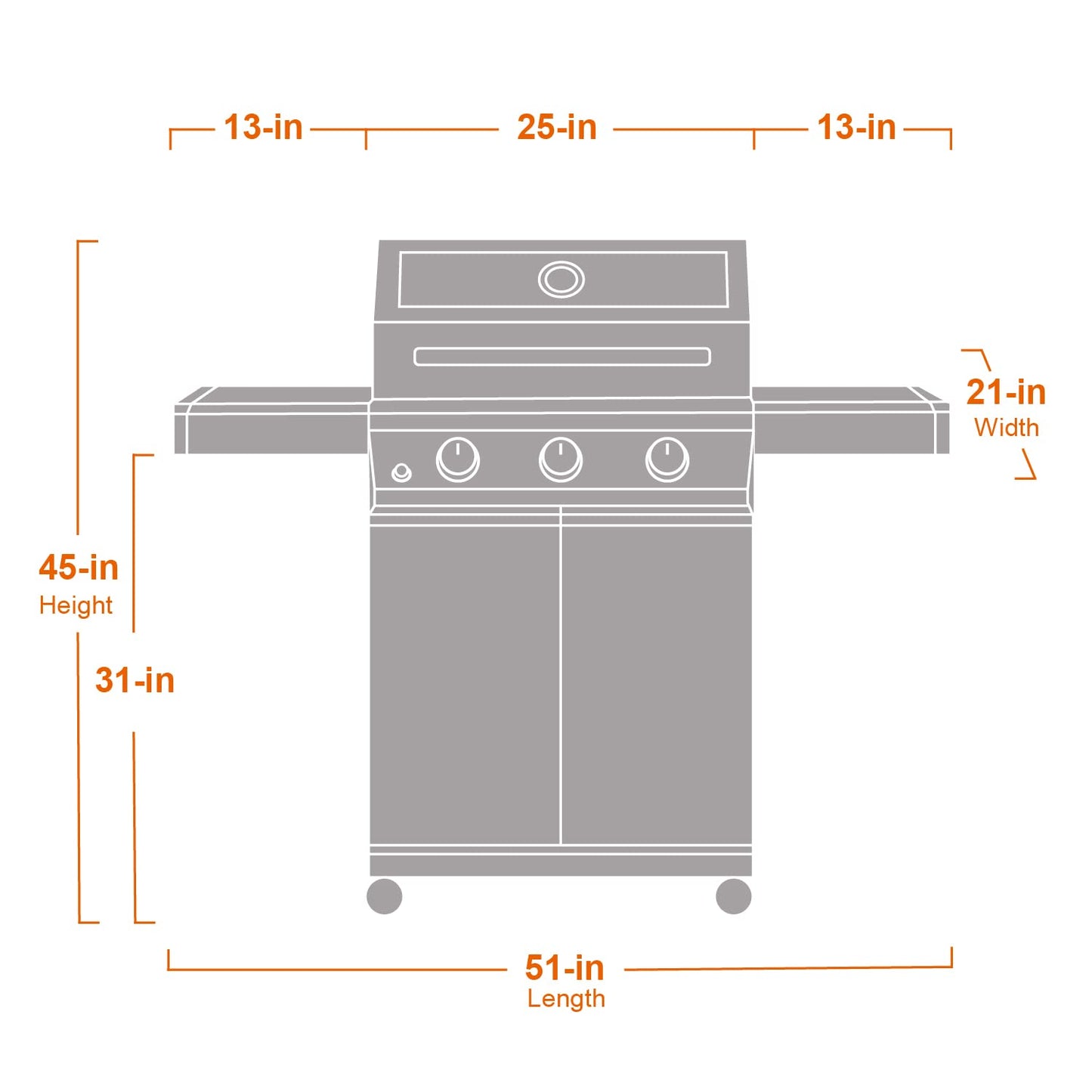 Monument Grills Larger 4-Burner Propane Gas Grills bbq Stainless Steel Heavy-Duty Cabinet Style with Knob Controls Side Burner, Outdoor Use, Mesa 400m