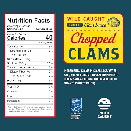 Snow's Ocean Chopped Clams Canned, 51 oz Can - 7g Protein per Serving - Gluten Free, No MSG, 99% Fat Free - Great for Pasta & Seafood Recipes