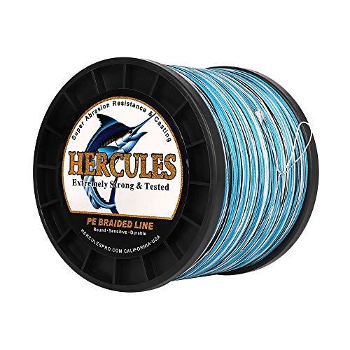 HERCULES Cost-Effective Super Cast 8 Strands Braided Fishing Line 10LB to 300LB Test for Salt-Water,109/328/547/1094 Yards(100M/300M/500M/1000M),Diam.#0.12MM-1.2MM,Hi-Grade Performance,Variety Colors