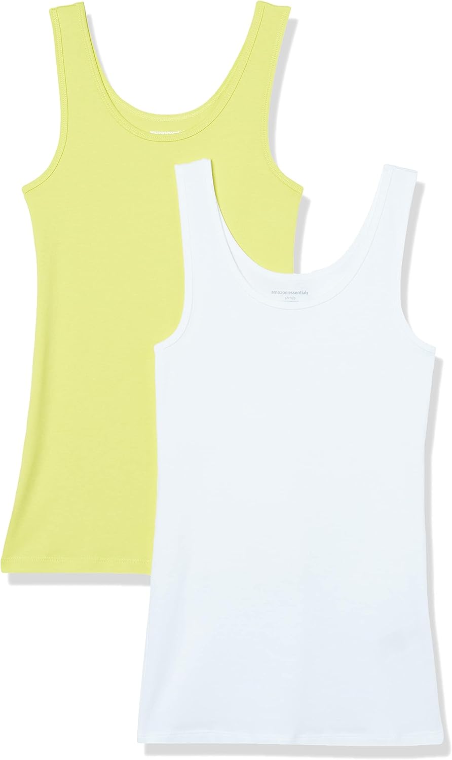 Amazon Essentials Women's Slim-Fit Scoop Neck Tank Top, Pack of 2