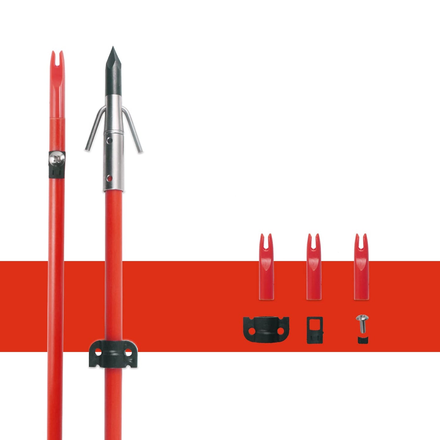 34inch Bowfishing Arrows Solid Fiberglass Shaft with Broadhead for Compound Bow and Recurve Bow Fishing Arrow Archery and Hunting (Pack of 6)