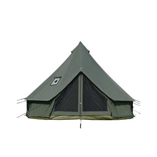 Cotton Canvas Bell Tent with Stove Jack, Roomy Yurt for Family Glamping Camping, 4 Season Tent with Zipped Removable Floor