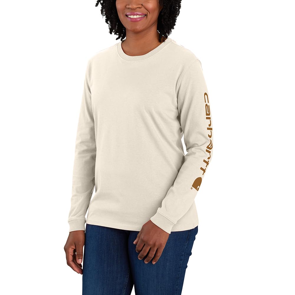 Carhartt Women's Plus Size Loose Fit Heavyweight Long Logo Sleeve Graphic T-Shirt