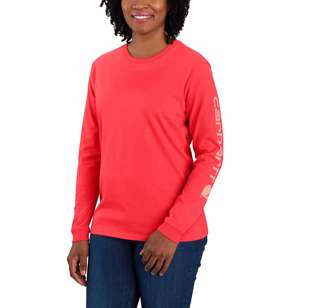 Carhartt Women's Plus Size Loose Fit Heavyweight Long Logo Sleeve Graphic T-Shirt