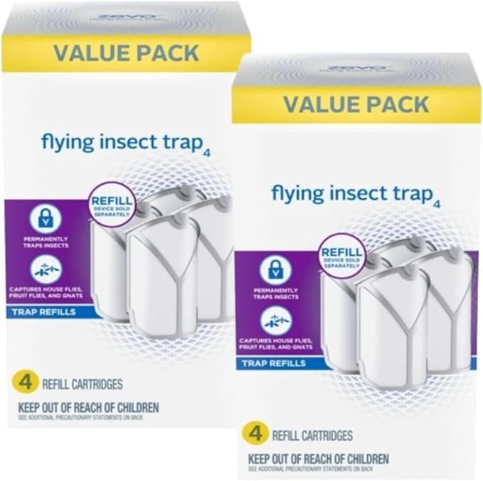 Zevo Flying Insect Trap for Indoors: Light Trap Captures Fruit Flies, Gnats and Houseflies, Starter Kit (1 Plug-in Base + 1 Cartridge)