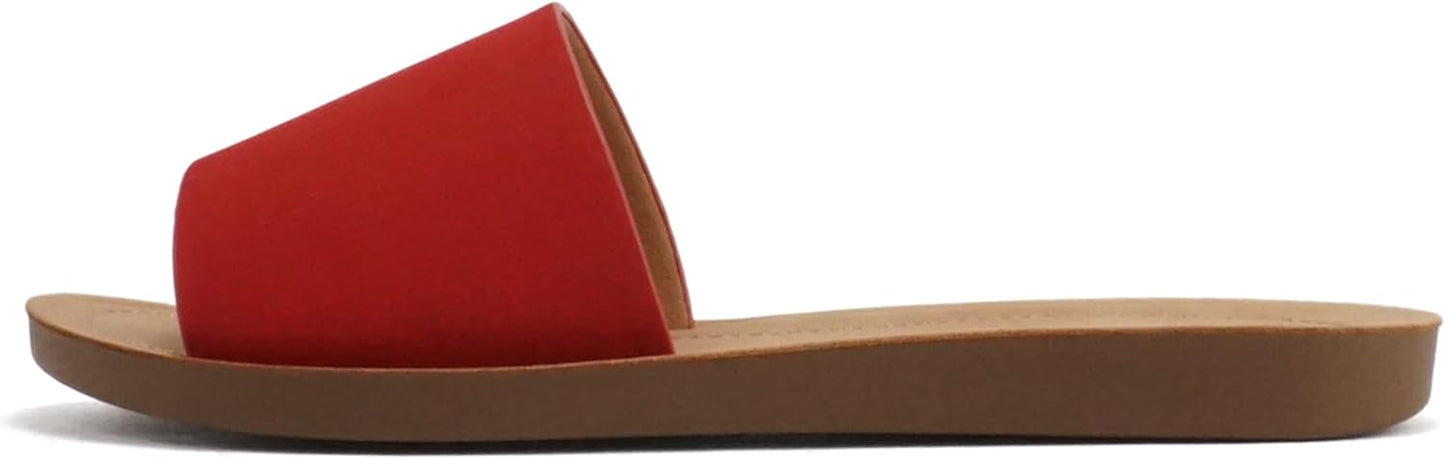 Soda Shoes Efron-S Women Flip Flops Basic Plain Slippers Slip On Sandals Slides Casual Peep Toe Beach