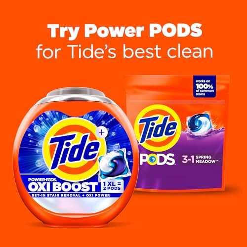 Tide PODS Liquid Laundry Detergent Soap Pacs, HE Compatible, Powerful 3-in-1 Clean in one Step, Built in Stain Removers, Spring Meadow Scent, 76 Count