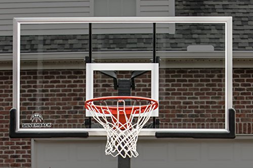 Silverback 60" Height Adjustable In-Ground Basketball Hoop with Tempered Glass Backboard, Pro-Style Breakaway Rim, Pole and Backboard Pad