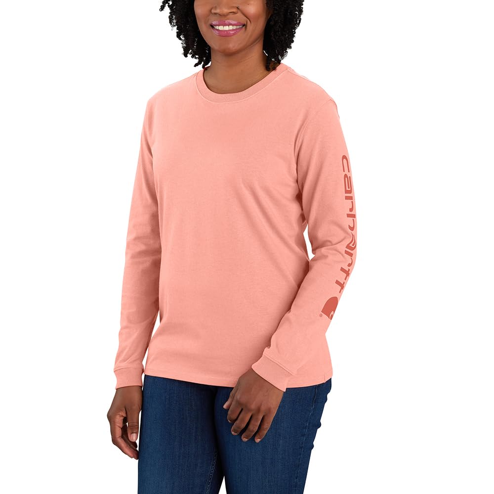 Carhartt Women's Plus Size Loose Fit Heavyweight Long Logo Sleeve Graphic T-Shirt