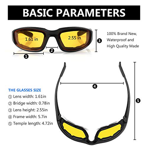 3 Pair Motorcycle Riding Glasses Padding Goggles UV Protection Dustproof Windproof Motorcycle Sunglasses for Outdoor Actives