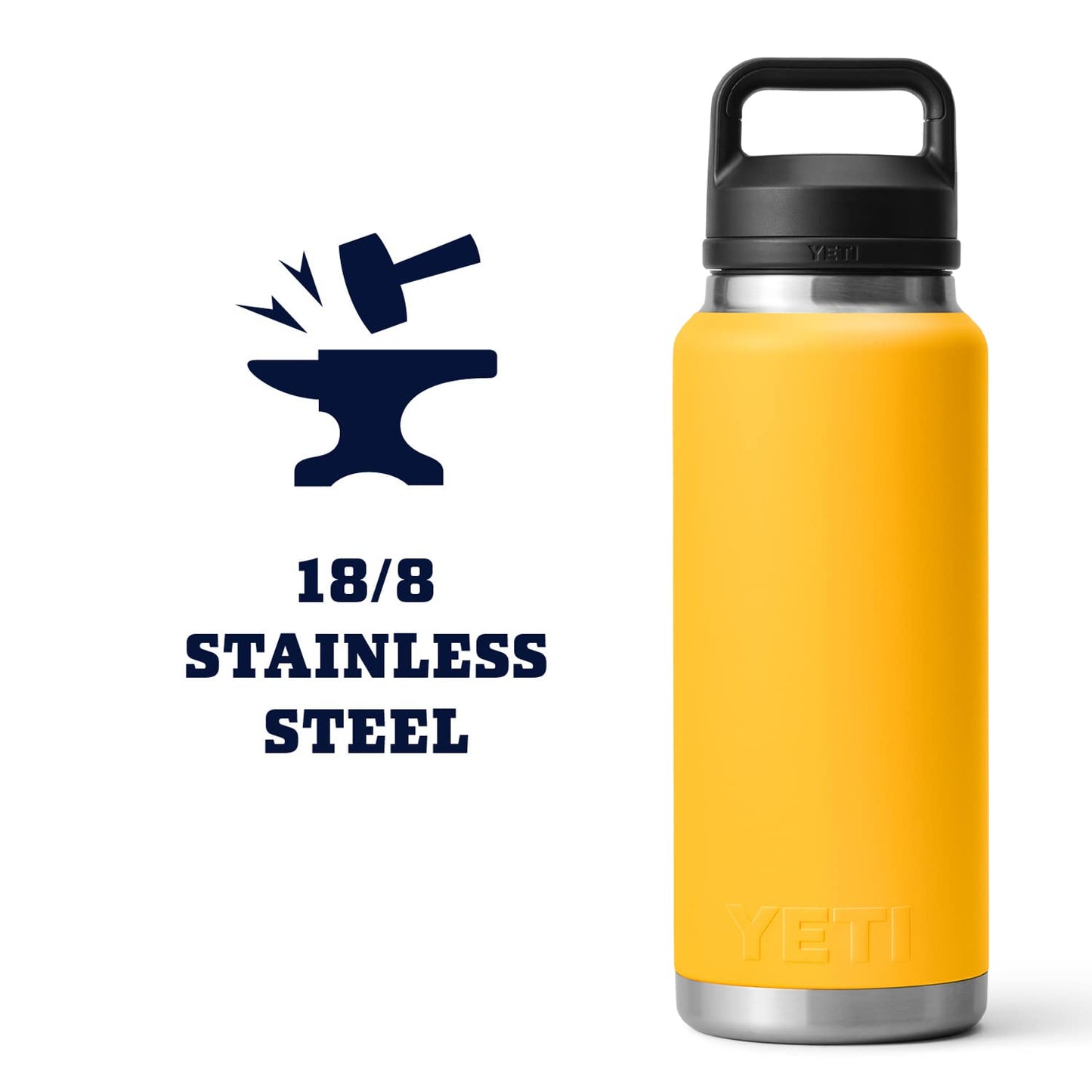YETI Rambler 36 oz Bottle, Vacuum Insulated, Leakproof, Stainless Steel with Chug Cap