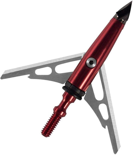 RAGE Chisel Tip 2 Blade Broadhead, 100 Grain with Shock Collar Technology - 3 Pack, Red, Model:65100
