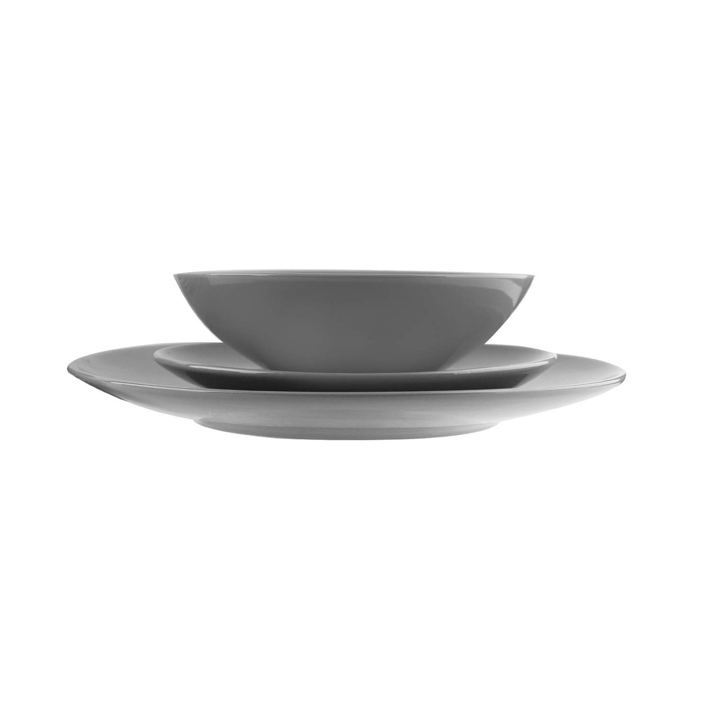 Amazon Basics 18-Piece Stoneware Dinnerware Set - Smokey Grey, Service for 6