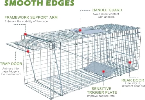 Live Animal Trap Cage Cover, Cat Trap for Stray Cats 32 Inch Folding Skunk Trap with Real Door for Raccoons, Opossums, Groundhogs, Skunks, Feral Cats, Squirrels (Only Cover)